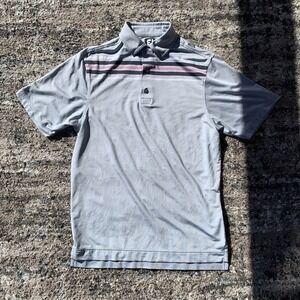 Footjoy Mens Small Gray Striped Short Sleeve Polo Shirt